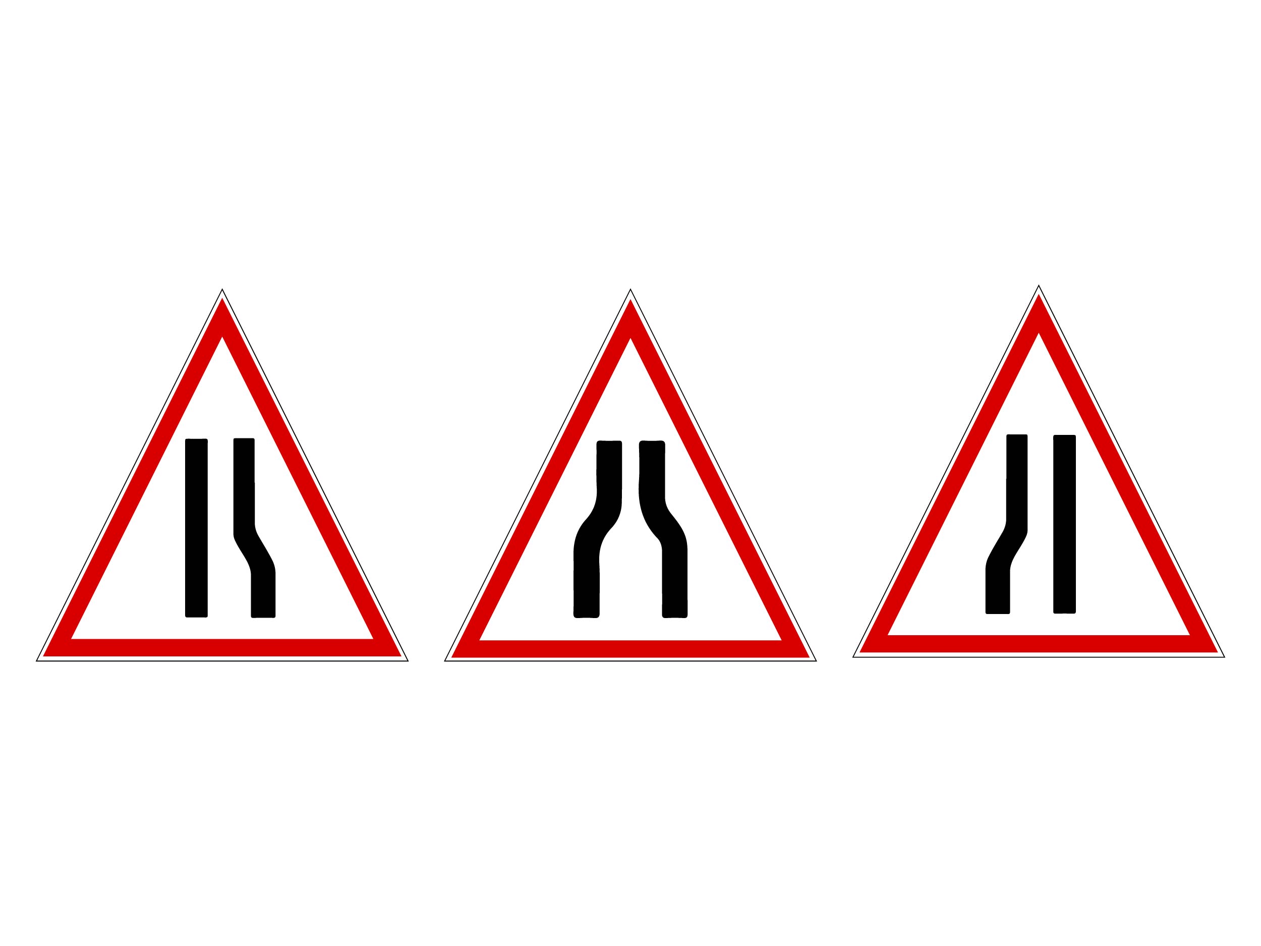 Road Narrow Sign Set